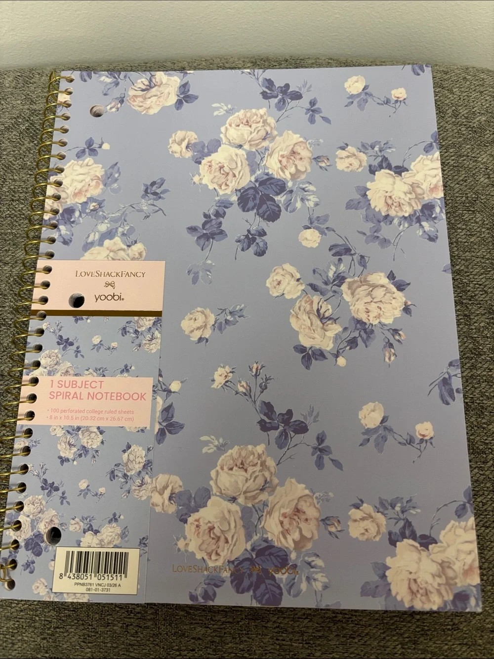 LoveShackFancy 3pc Blue Floral Accessory Pouch Set with Notebook & Bow Pen